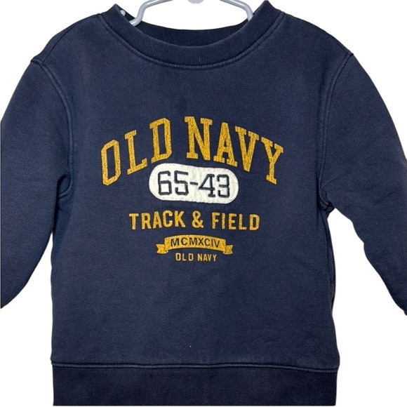 Old Navy Vintage Crewneck Sweatshirt Navy Blue and Yellow Size 3T - Picture 2 of 5
